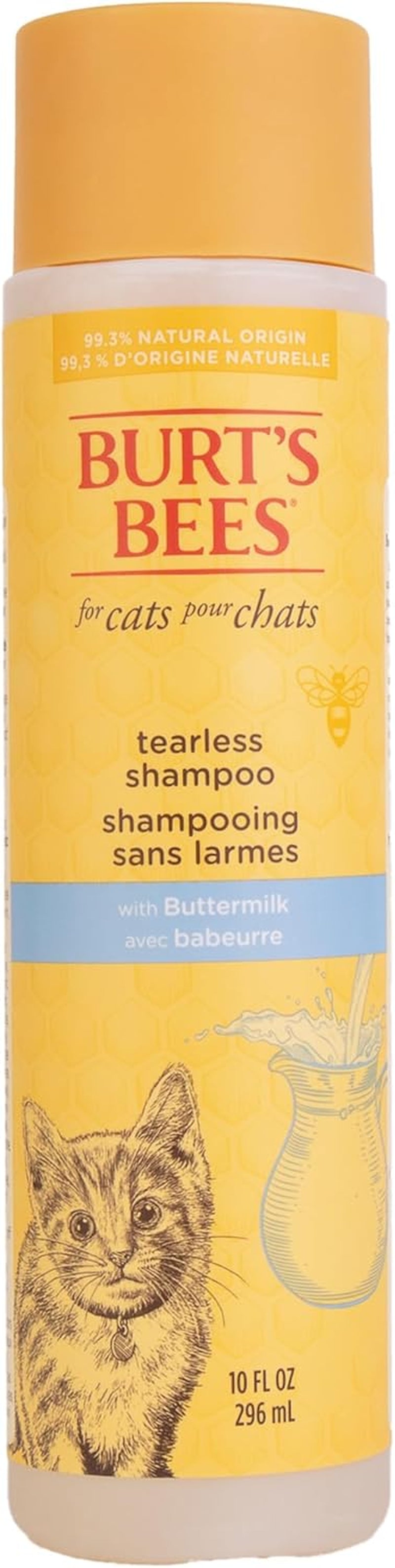 Burts Bees for Pets Tearless Kitten Shampoo with Buttermilk, 10 Fl Oz | 99% Natural Origin Formula for Sensitive, Itchy Skin, Ph-Balanced and Fragrance-Free for Kittens