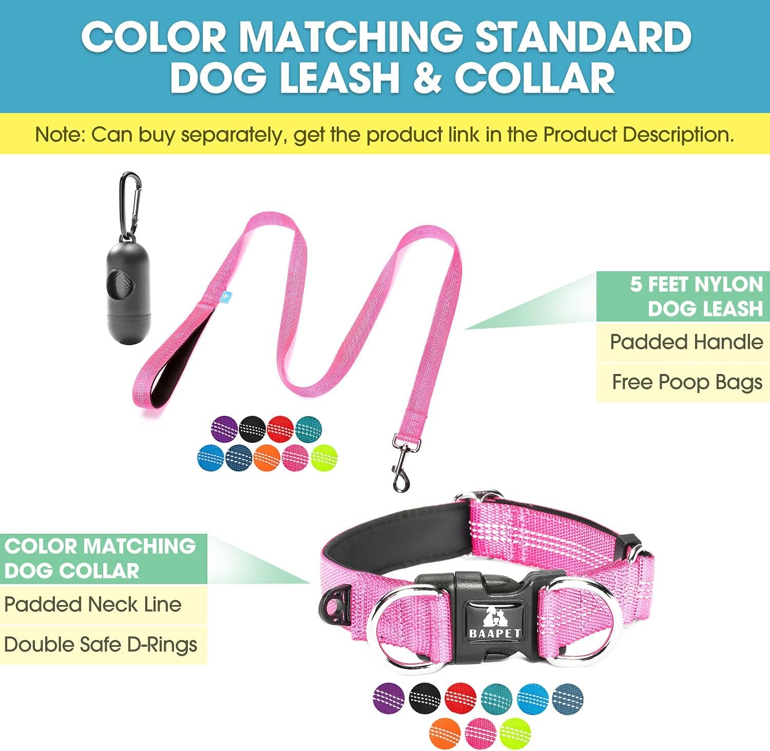 Double Dog Leash Splitter, Tangle Free Dual Dog Leash Coupler, Two Dog Walking and Training Extension for Small Medium or Large Dogs (1.0'' X 20~32 Inch, Pink)