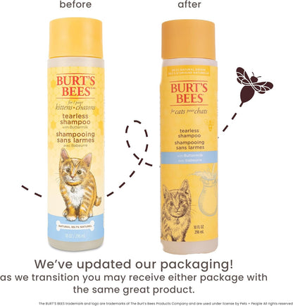 Burts Bees for Pets Tearless Kitten Shampoo with Buttermilk, 10 Fl Oz | 99% Natural Origin Formula for Sensitive, Itchy Skin, Ph-Balanced and Fragrance-Free for Kittens